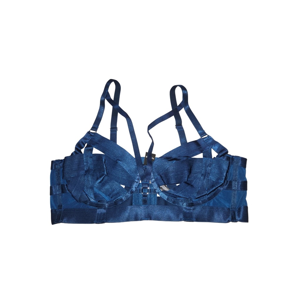 Torrid NEW Overt Strappy Cut Out Longline Bra Poseidon Blue 19059402 Size 1